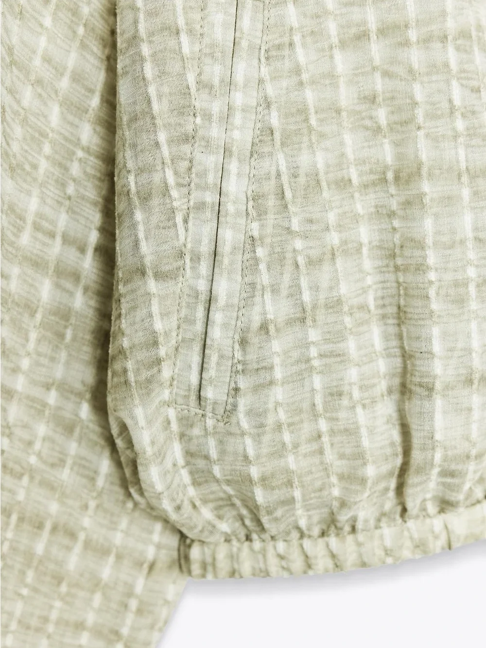 Zara NWT Sage Green White Semi Sheer Grid Flowing Organza Bomber Jacket (Medium) - Picture 7 of 8